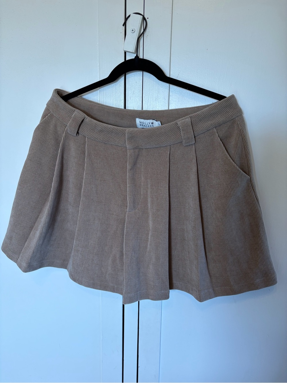 Molly Bracken Tan Corduroy Skater Skirt